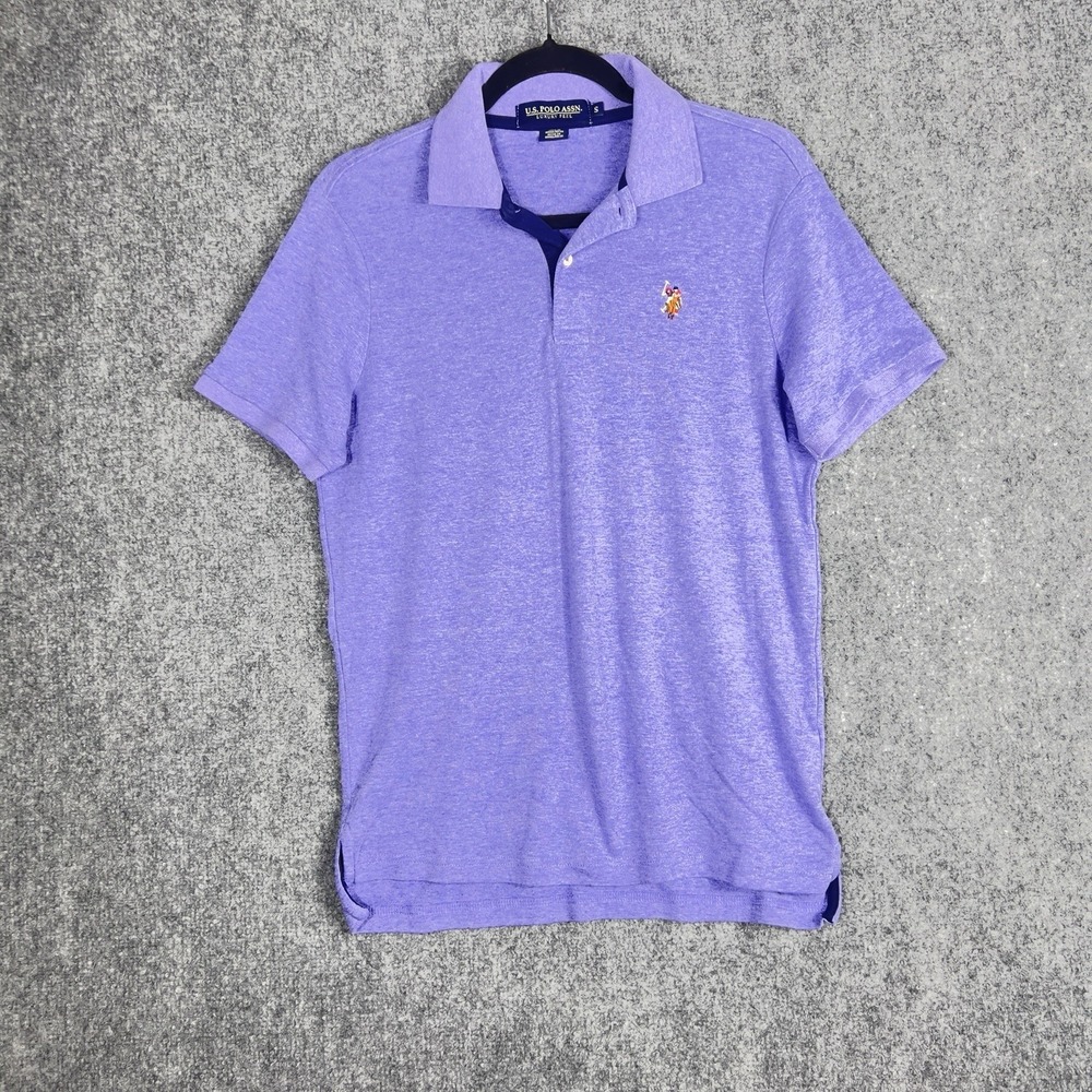 US Polo Assn Luxury Feel‎ Polo Shirt Purple Short Sleeve Pony Logo Mens Small